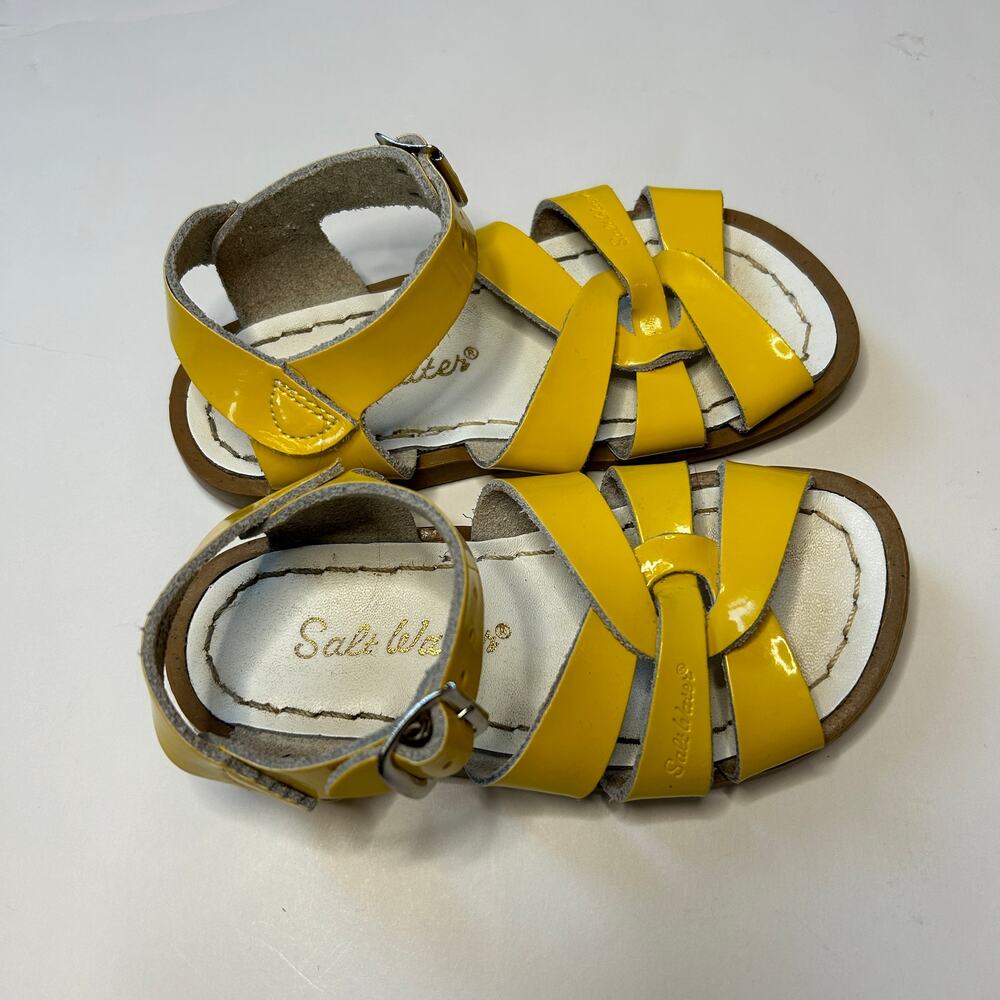 Salt Water Yellow Leather Sandals 8Y - Picture 2 of 5